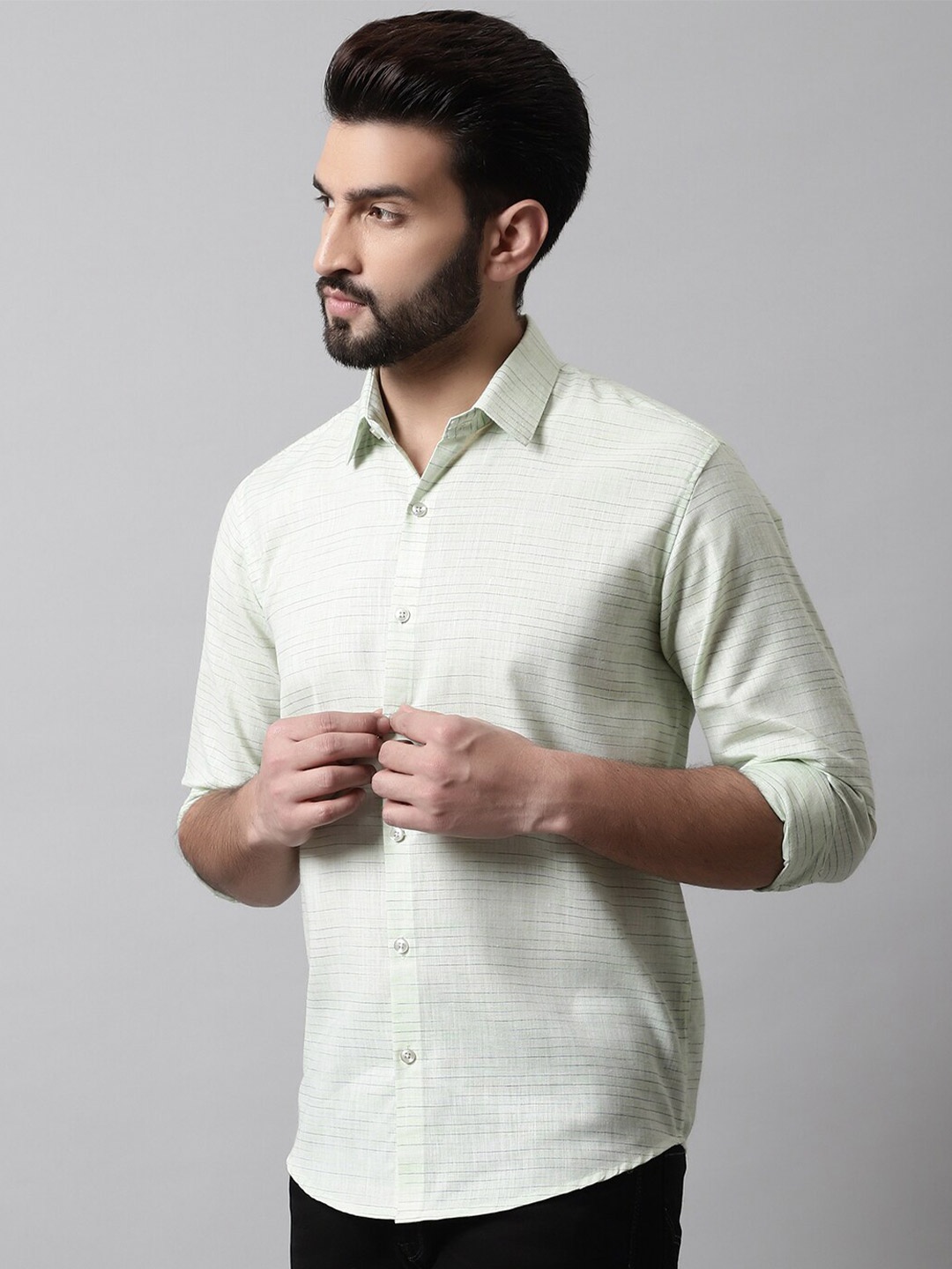 

JAINISH Men Classic Horizontal Stripes Cotton Casual Shirt, Grey