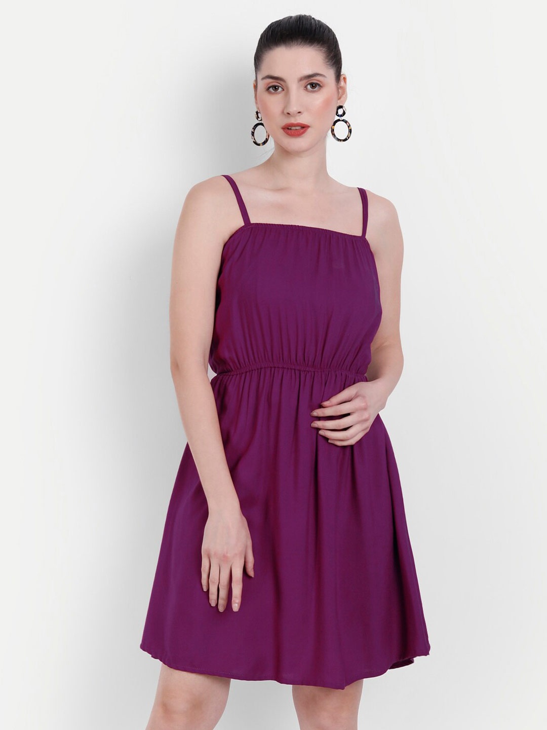

Globon Impex Fit & Flare Dress, Burgundy