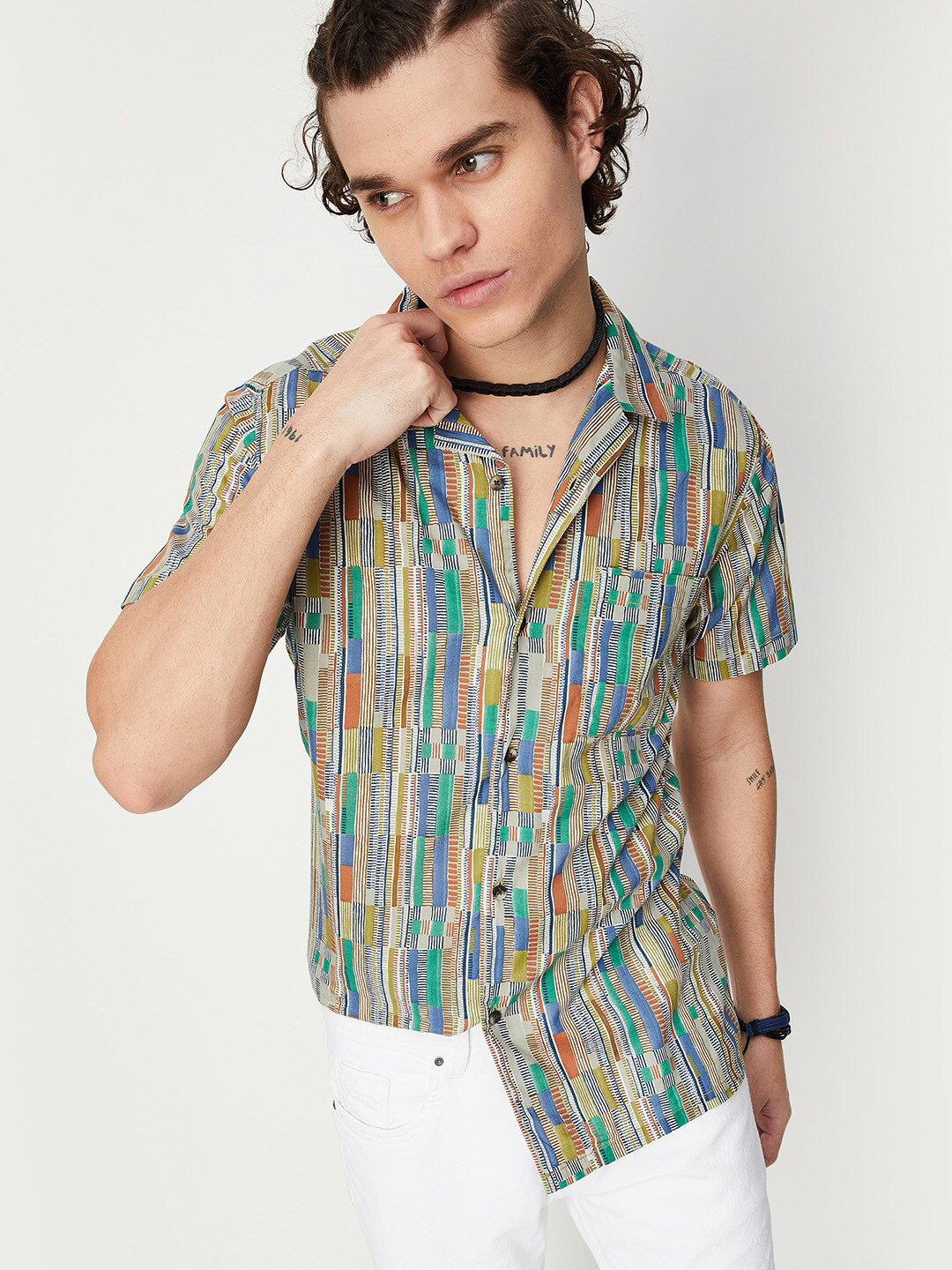 

max Men Printed Cotton Casual Shirt, Blue