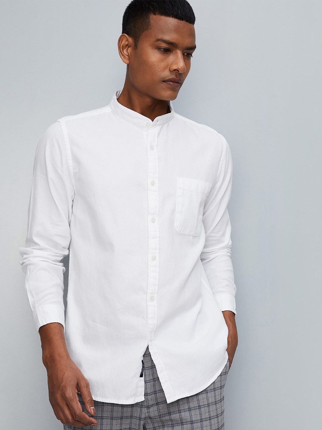 

max Men Pure Cotton Casual Shirt, White