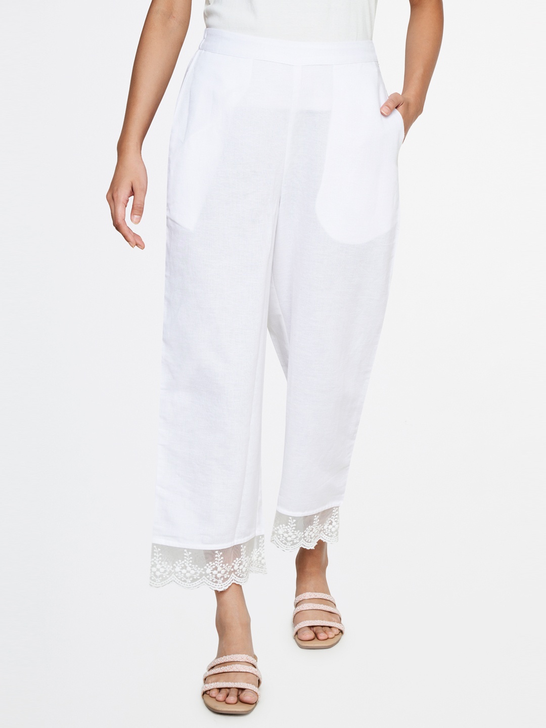 

Global Desi Women Straight Fit Trousers, White