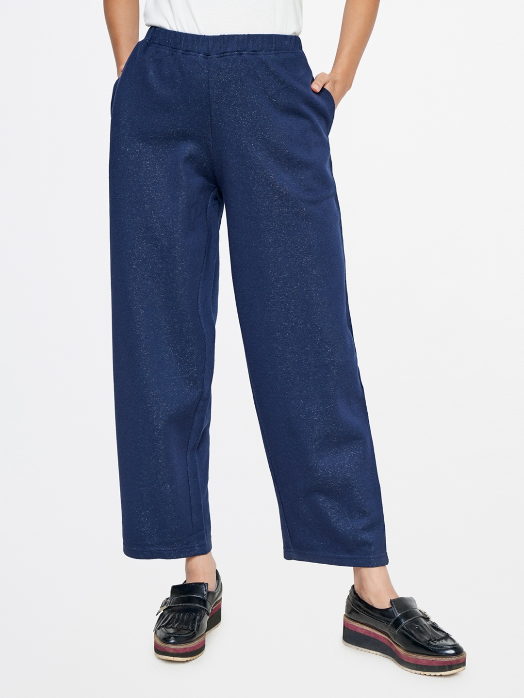 

Global Desi Women Straight Fit Trousers, Navy blue