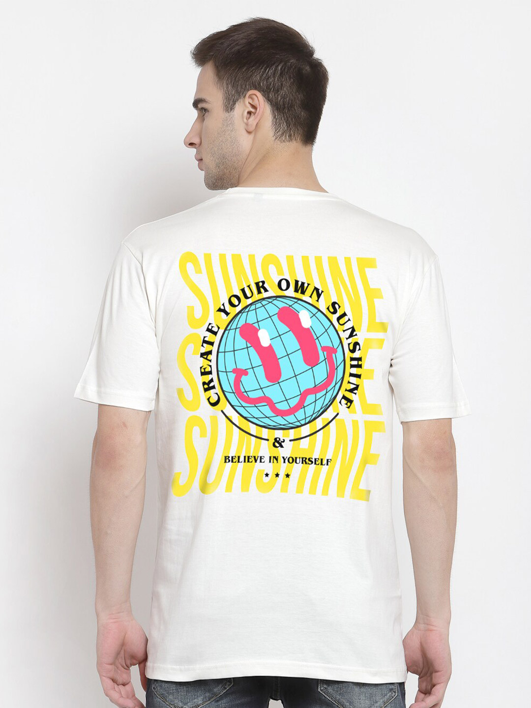 

THREADCURRY Printed Oversized Streetwear Tshirt, White