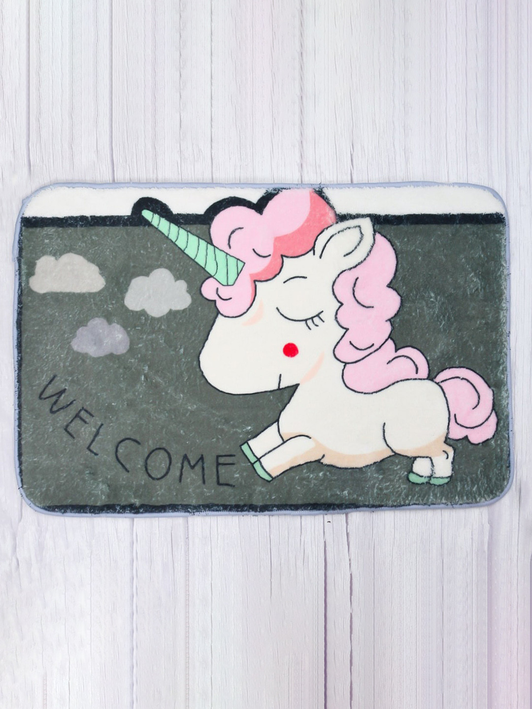 

Yellow Bee Kids Grey & Cream Unicorn Print Anti-Skid Doormat