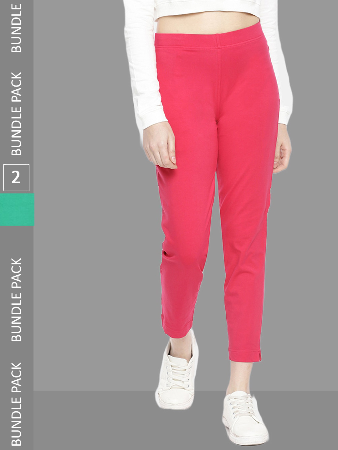 

Dollar Missy Women Pack Of 2 Comfort Wrinkle Free Cotton Trousers, Pink