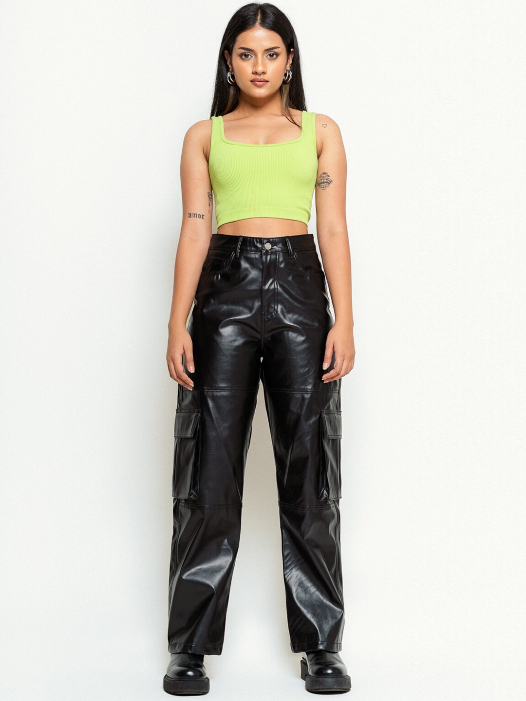 

FREAKINS Women Straight Fit High-Rise Jeans, Black
