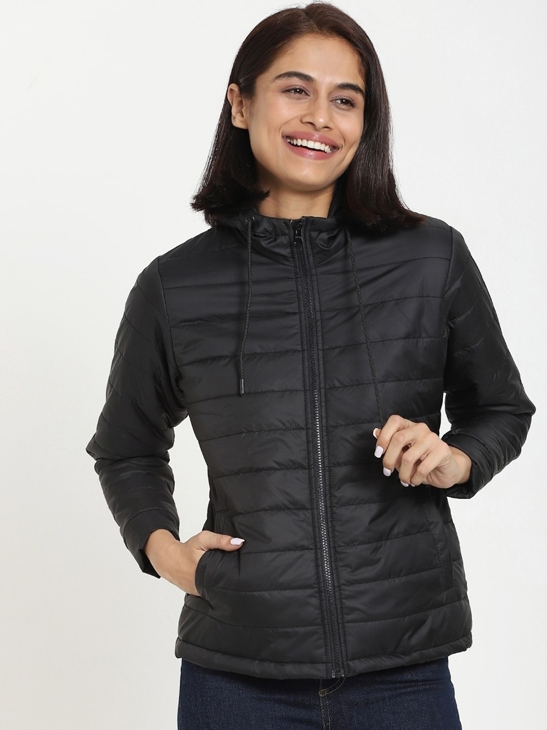

Bewakoof Women Relaxed Fit Puffer Jacket, Black