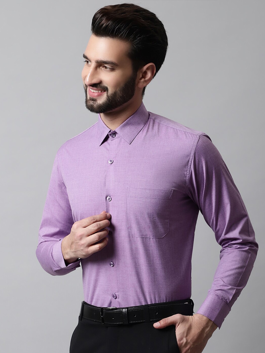 

JAINISH Men Classic Pure Cotton Formal Shirt, Purple