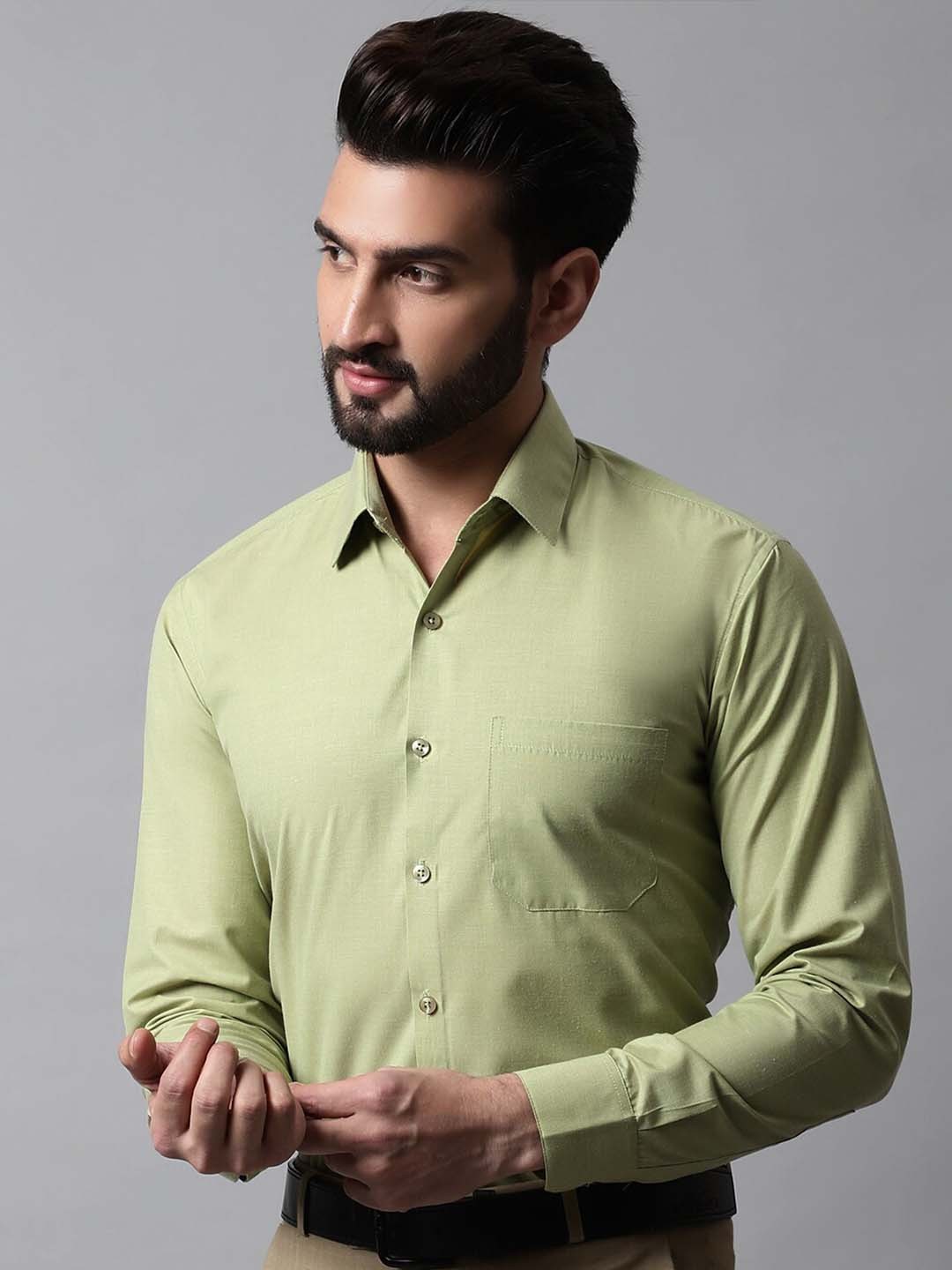 

JAINISH Men Classic Pure Cotton Formal Shirt, Green