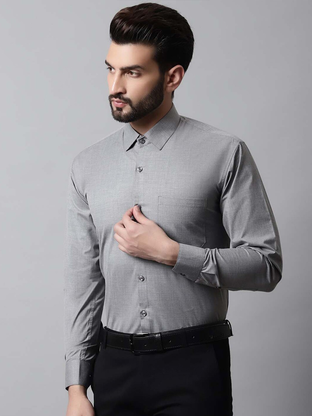 

JAINISH Men Classic Pure Cotton Formal Shirt, Grey