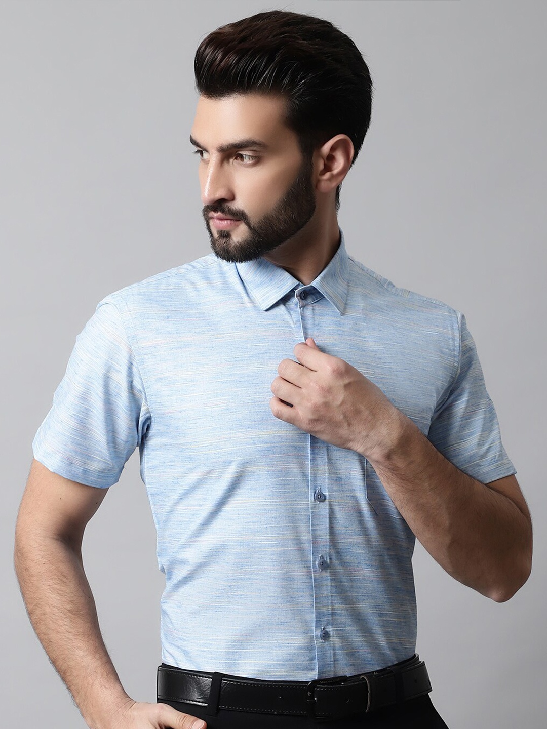 

JAINISH Men Blue Classic Horizontal Striped Formal Shirt