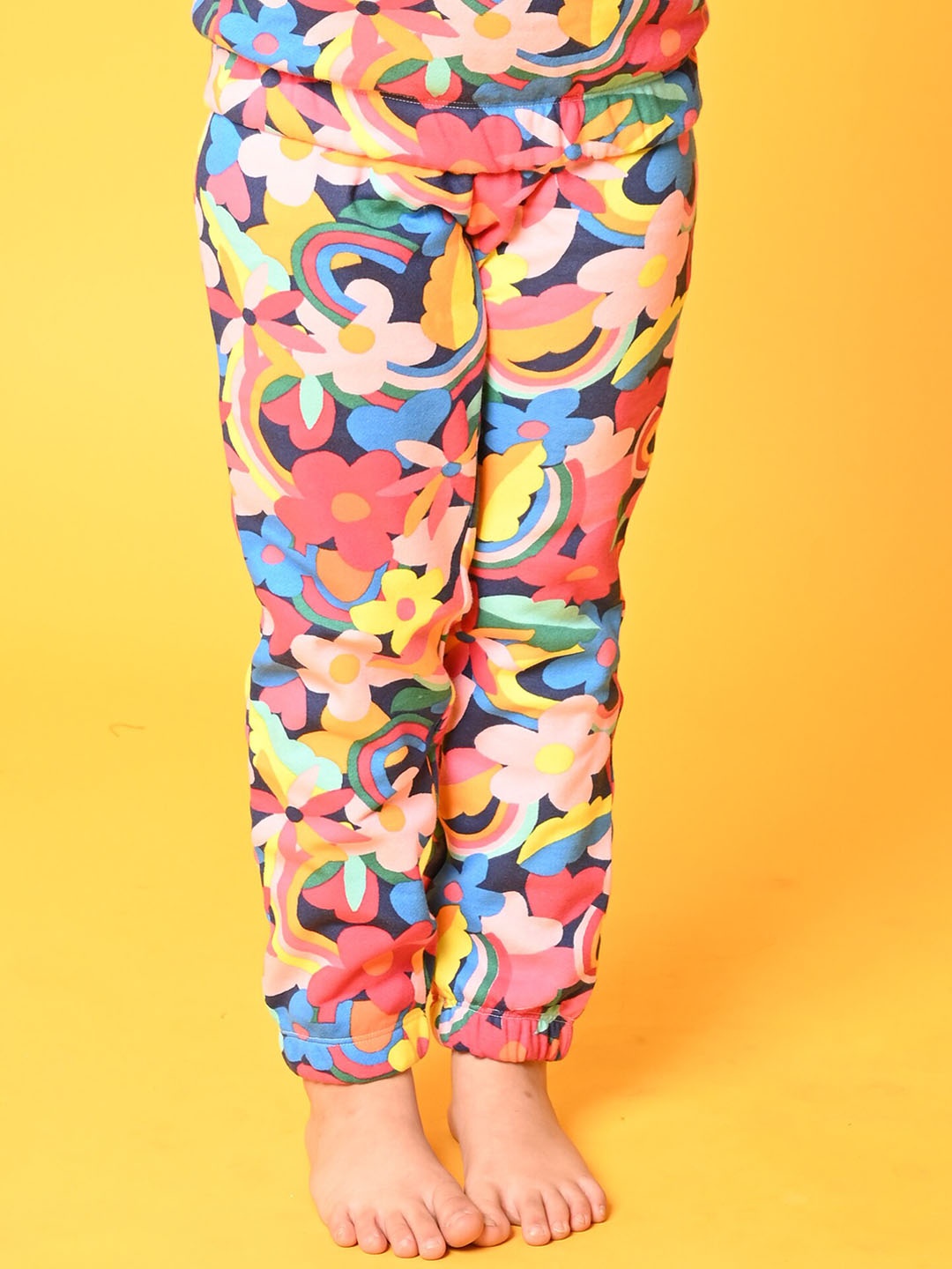 

Anthrilo Girls Printed Fleece Joggers, Pink