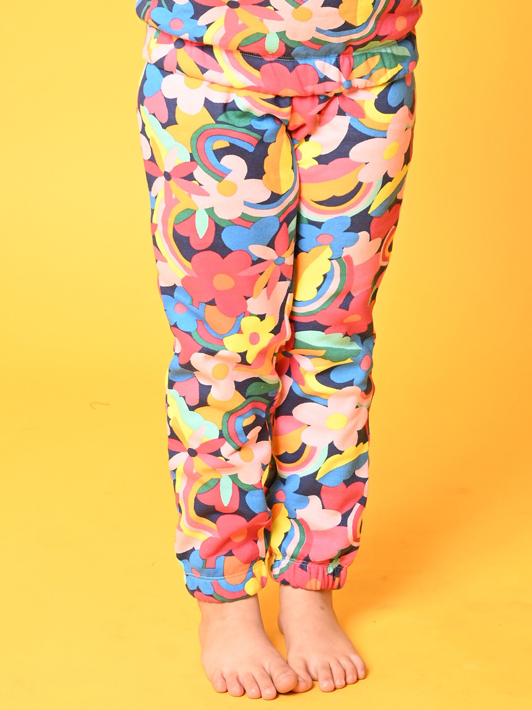 

Anthrilo Girls Printed Fleece Joggers, Pink