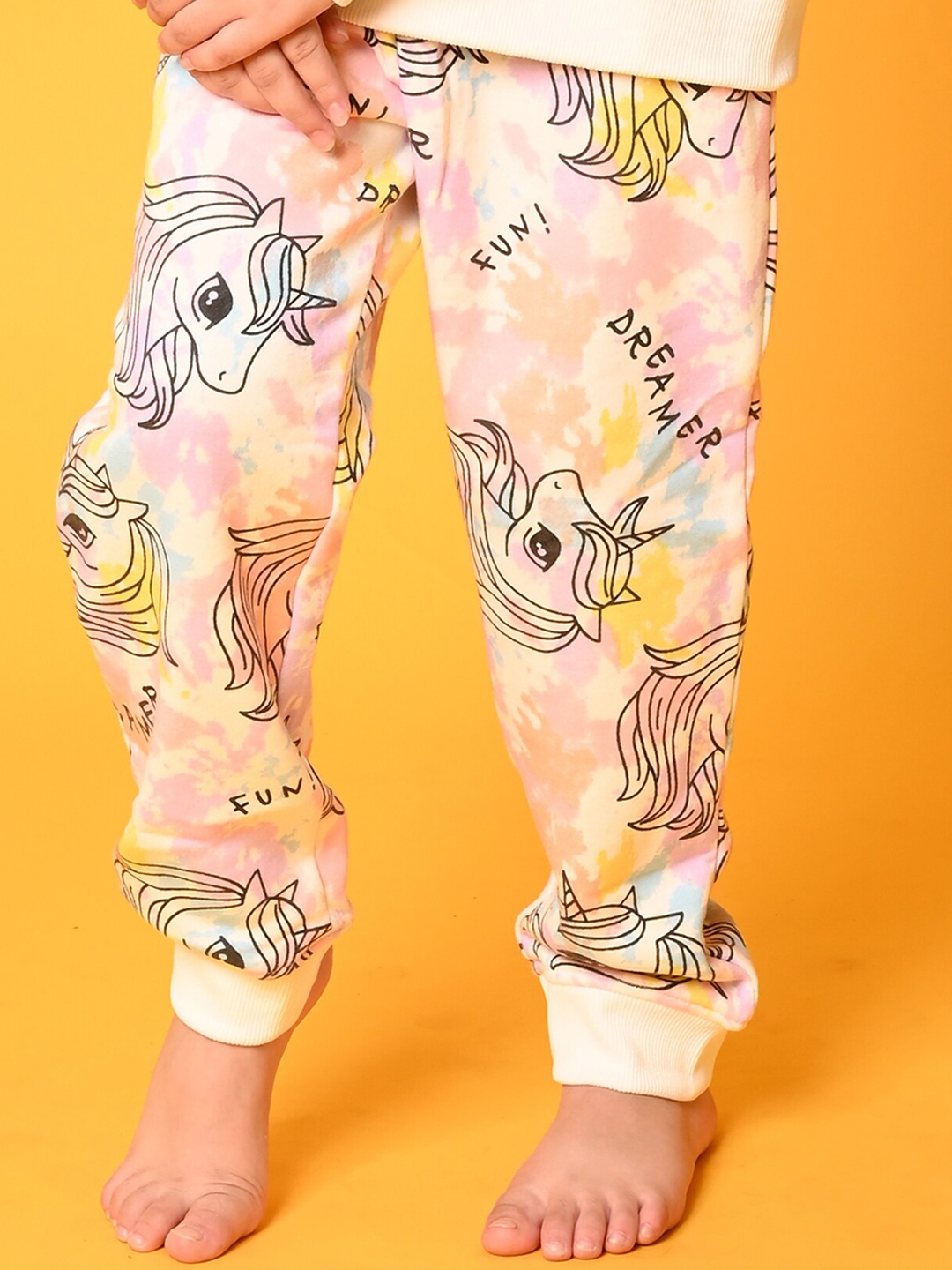 

Anthrilo Girls Unicorn Printed Fleece Joggers, White