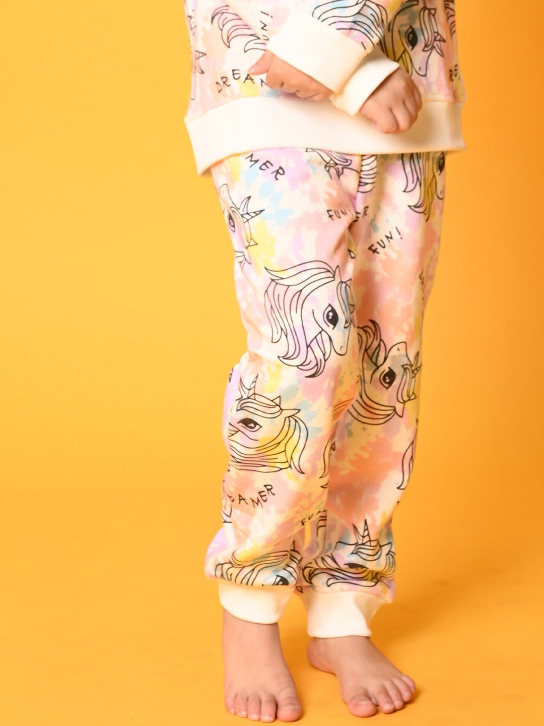 

Anthrilo Girls Unicorn Printed Fleece Joggers, White