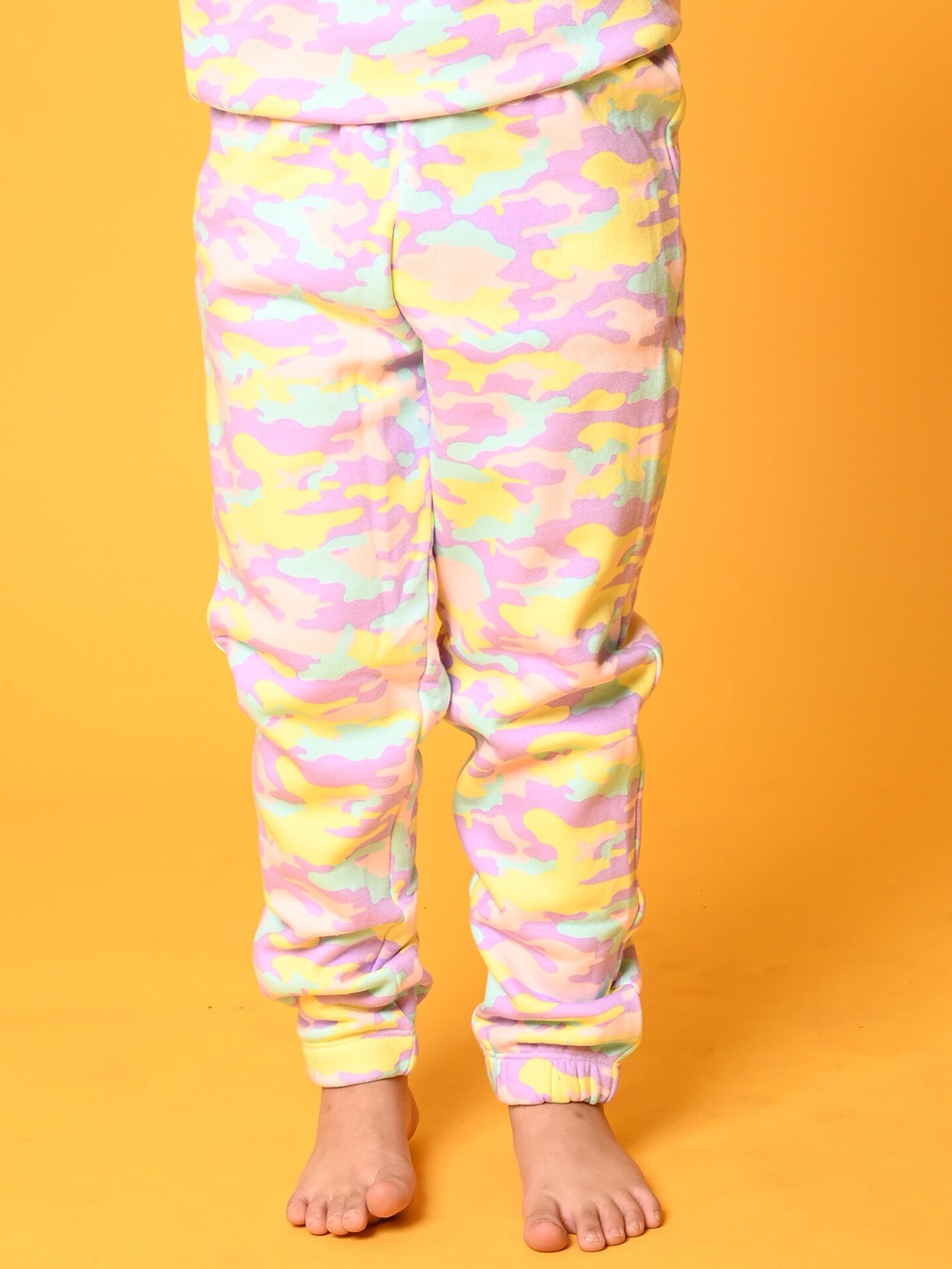 

Anthrilo Kids Girls Camouflage Printed Fleece Joggers, Pink