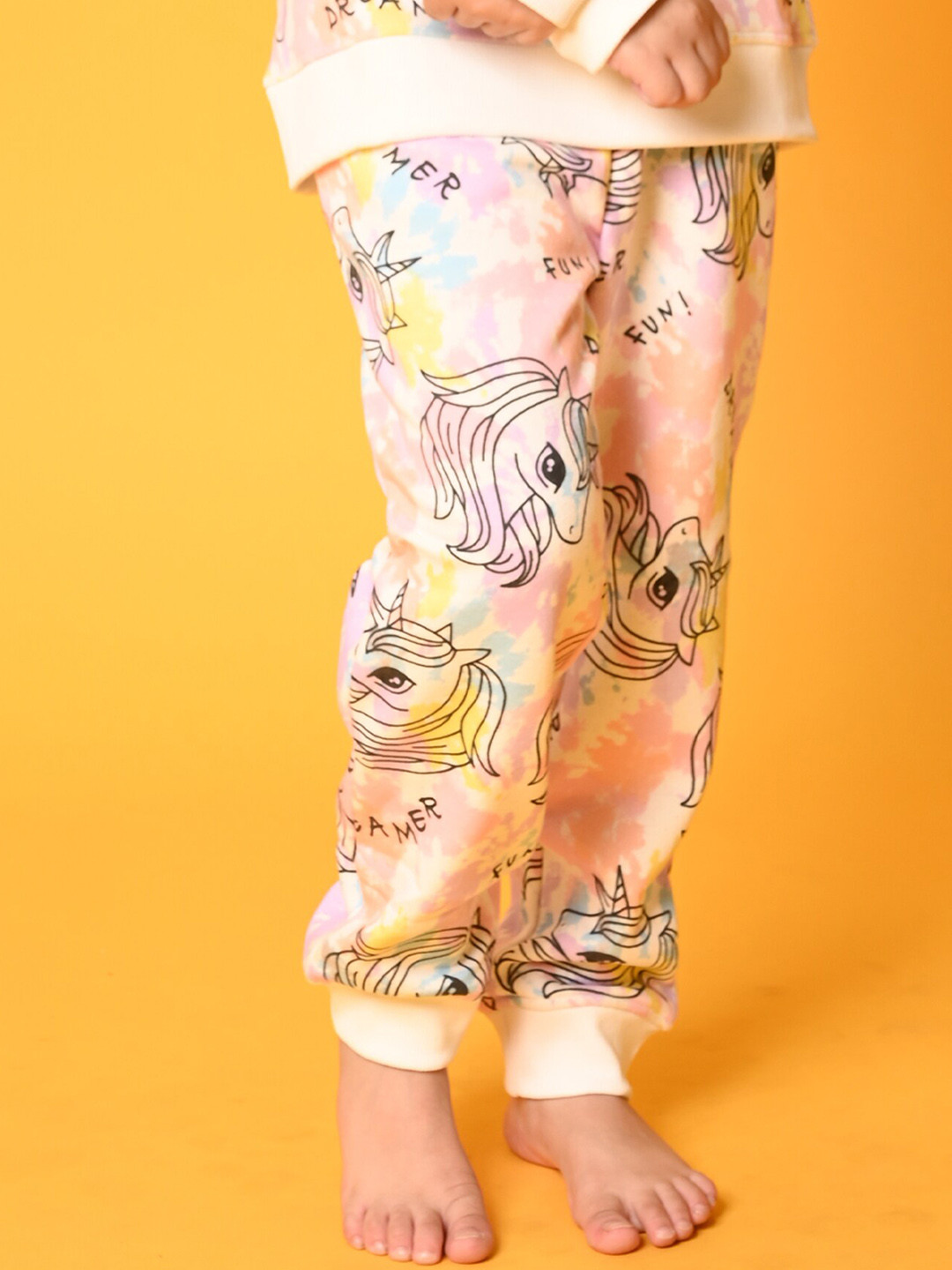 

Anthrilo Girls Unicorn Printed Fleece Relaxed-Fit Joggers, White