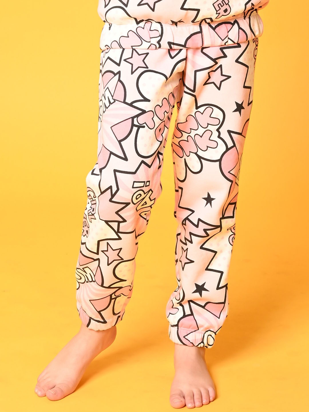 

Anthrilo Girls Typography Printed Relaxed-Fit Fleece Track Pant, Pink