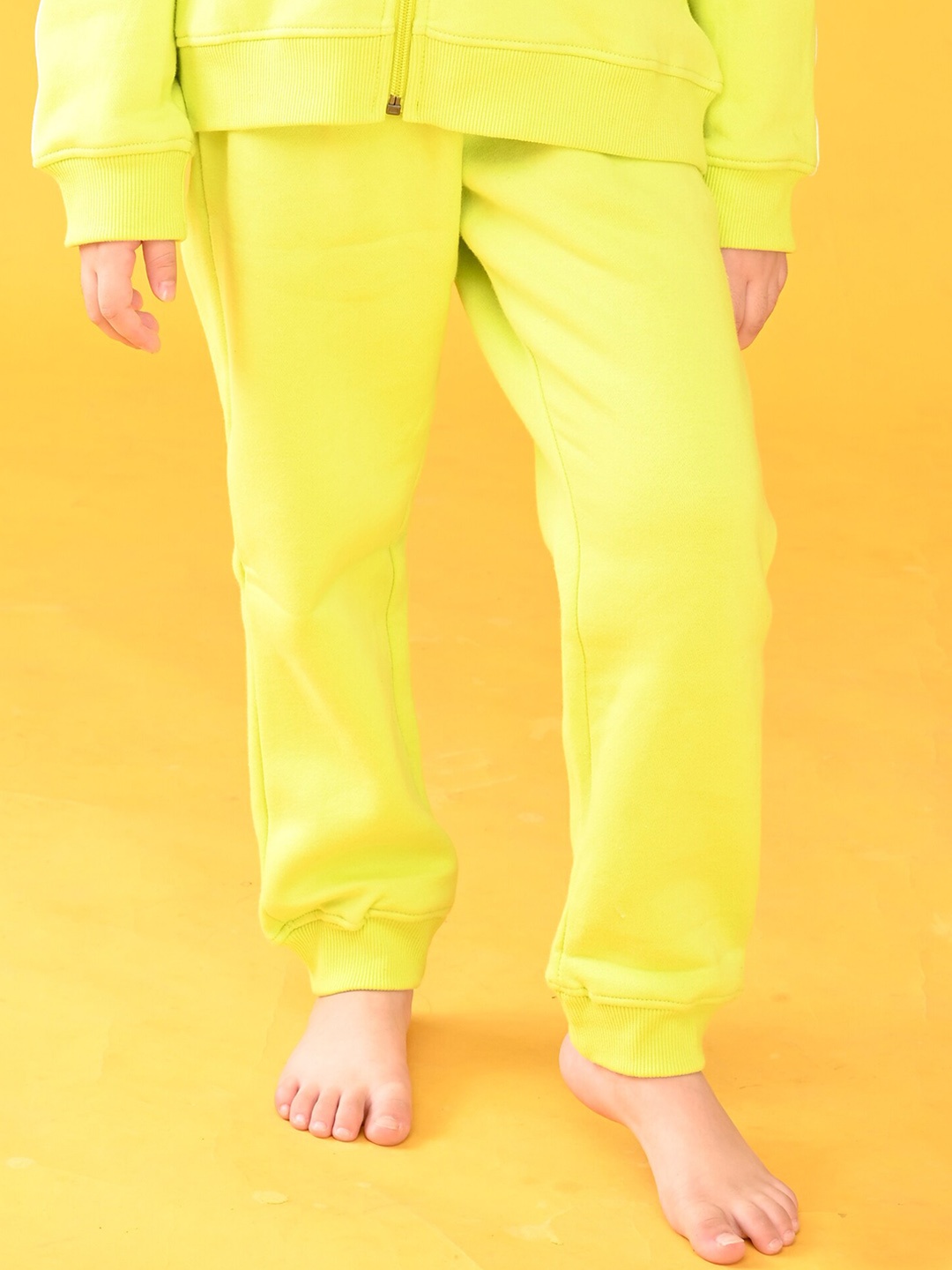 

Anthrilo Girls Ribbed Hem Fleece Joggers, Lime green