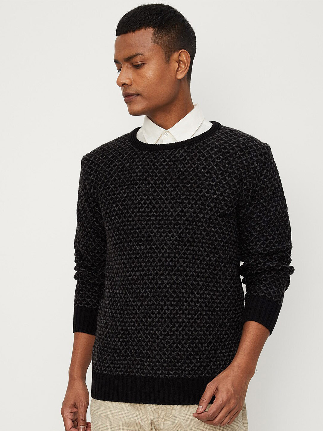 

max Men Acrylic Pullover, Black