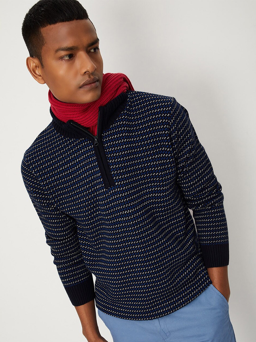 

max Men Acrylic Pullover, Blue