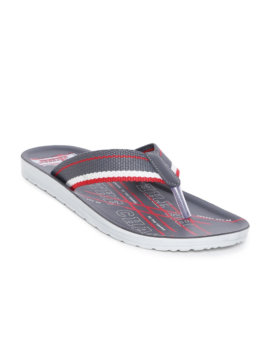 

Paragon Men Grey Striped Thong Flip-Flops