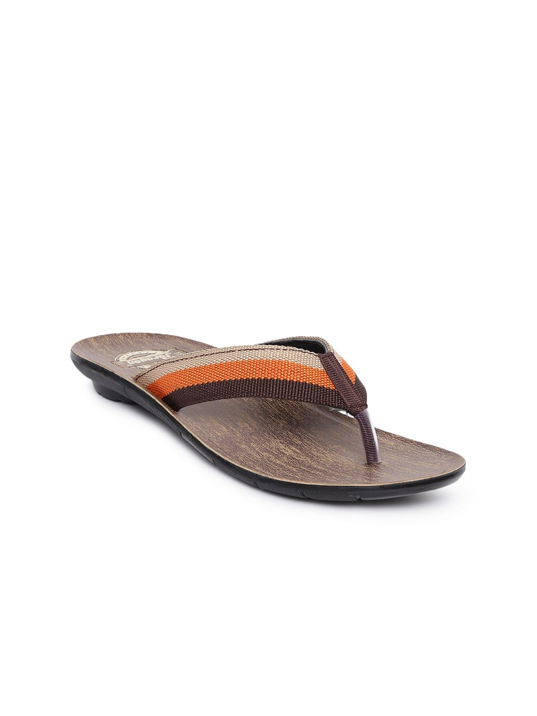 

Paragon Men Striped Vertex Fabric Thong Flip Flops, Brown