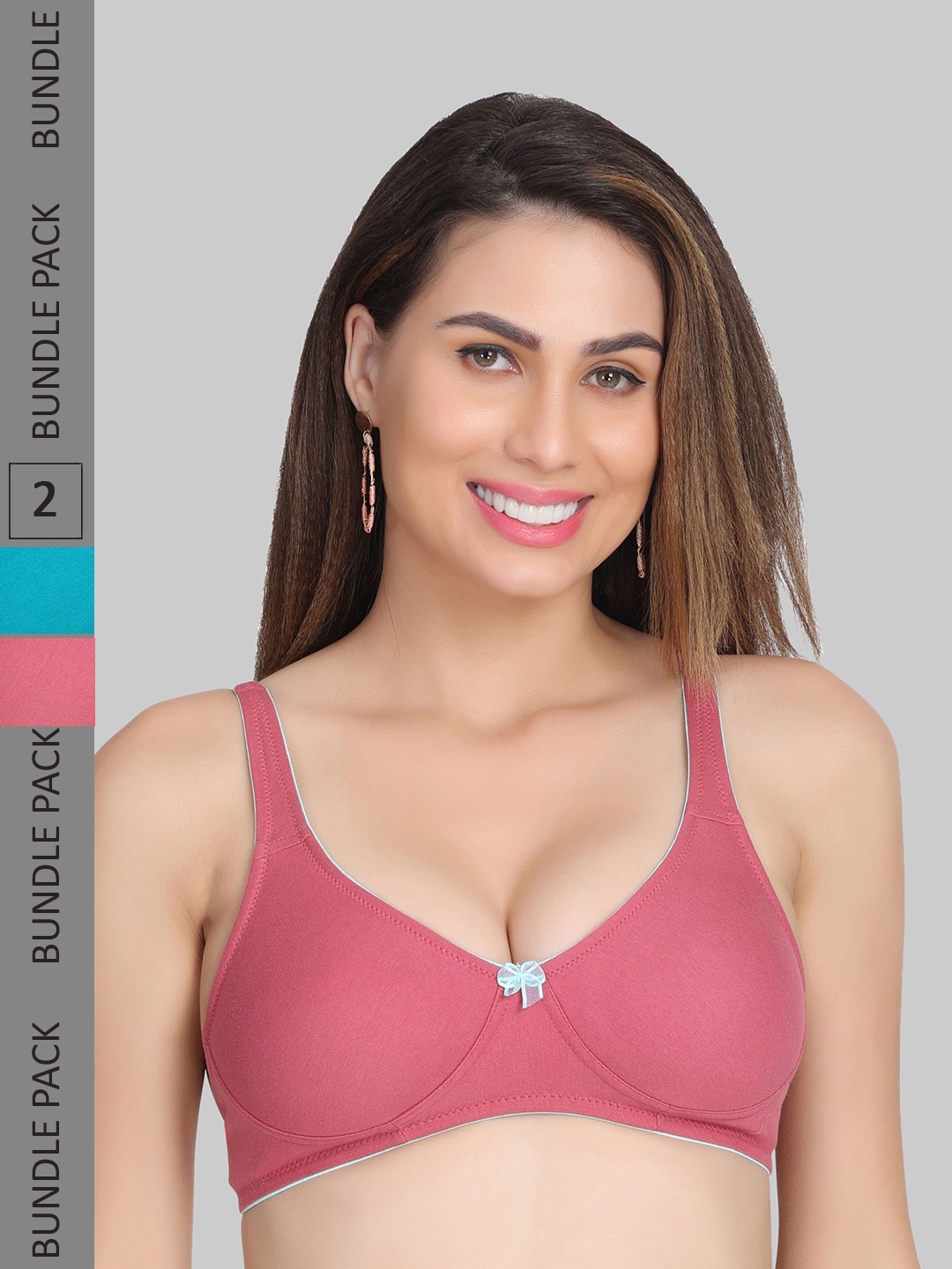 

Innocence Pack of 2 Everyday Non Padded Cotton Bra, Turquoise blue