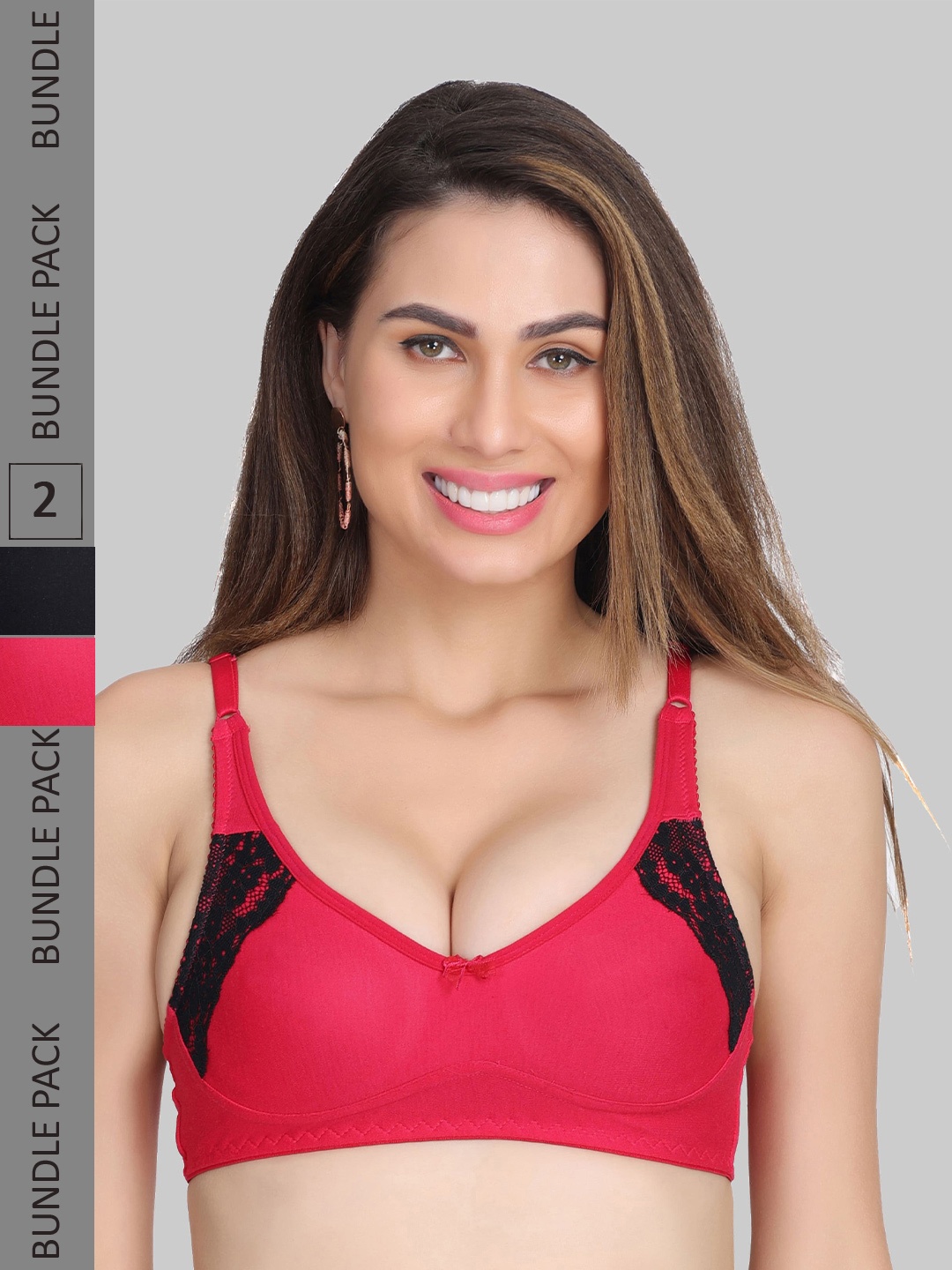 

Innocence Pack of 2 Non-Wired Seamless Everyday Bra, Red