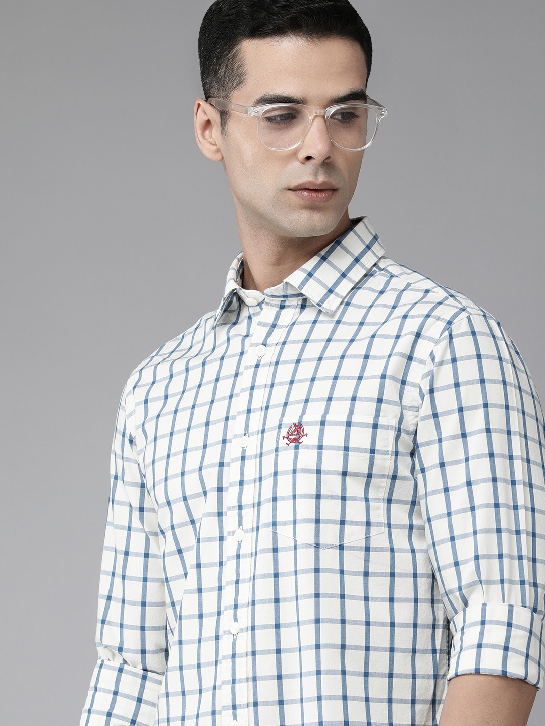 

U.S. Polo Assn. Checked Pure Cotton Tailored Fit Shirt, White