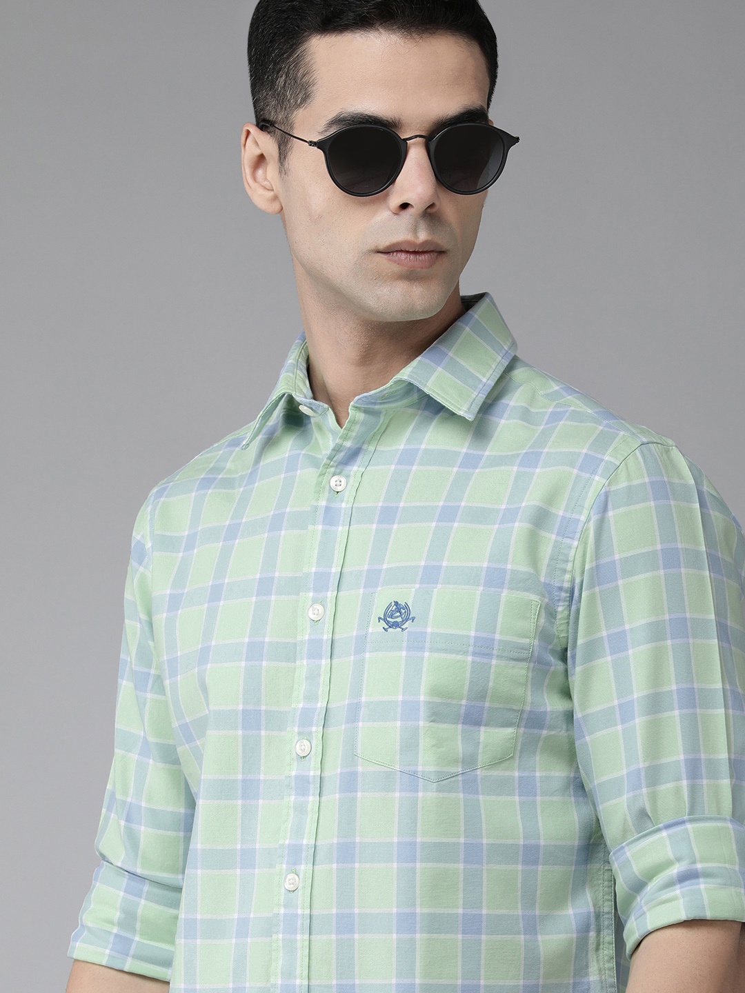 

U S Polo Assn Checked Pure Cotton Tailored Fit Shirt, Sea green
