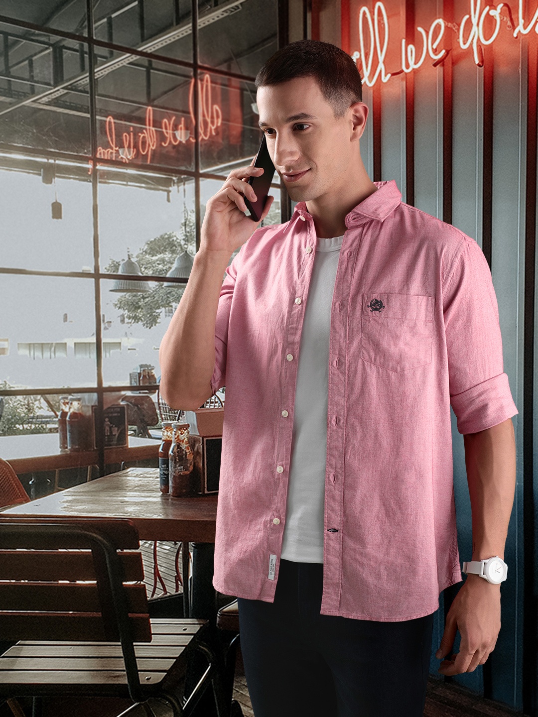 

U S Polo Assn Pure Cotton Tailored Fit Shirt, Pink