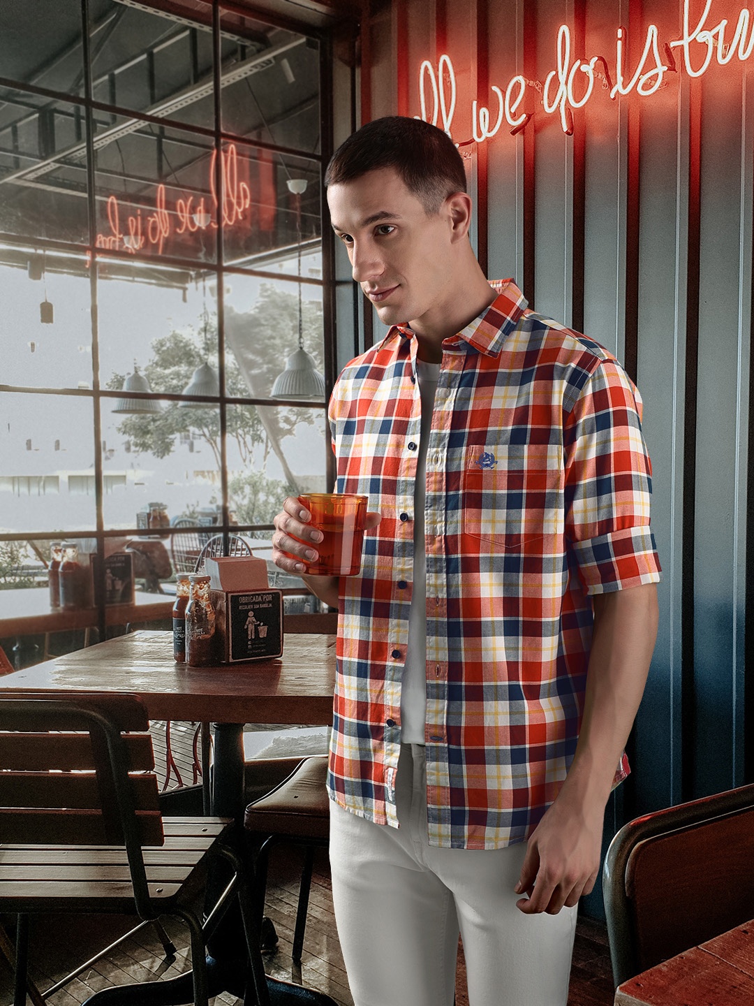 

U S Polo Assn Checked Pure Cotton Casual Shirt, Red