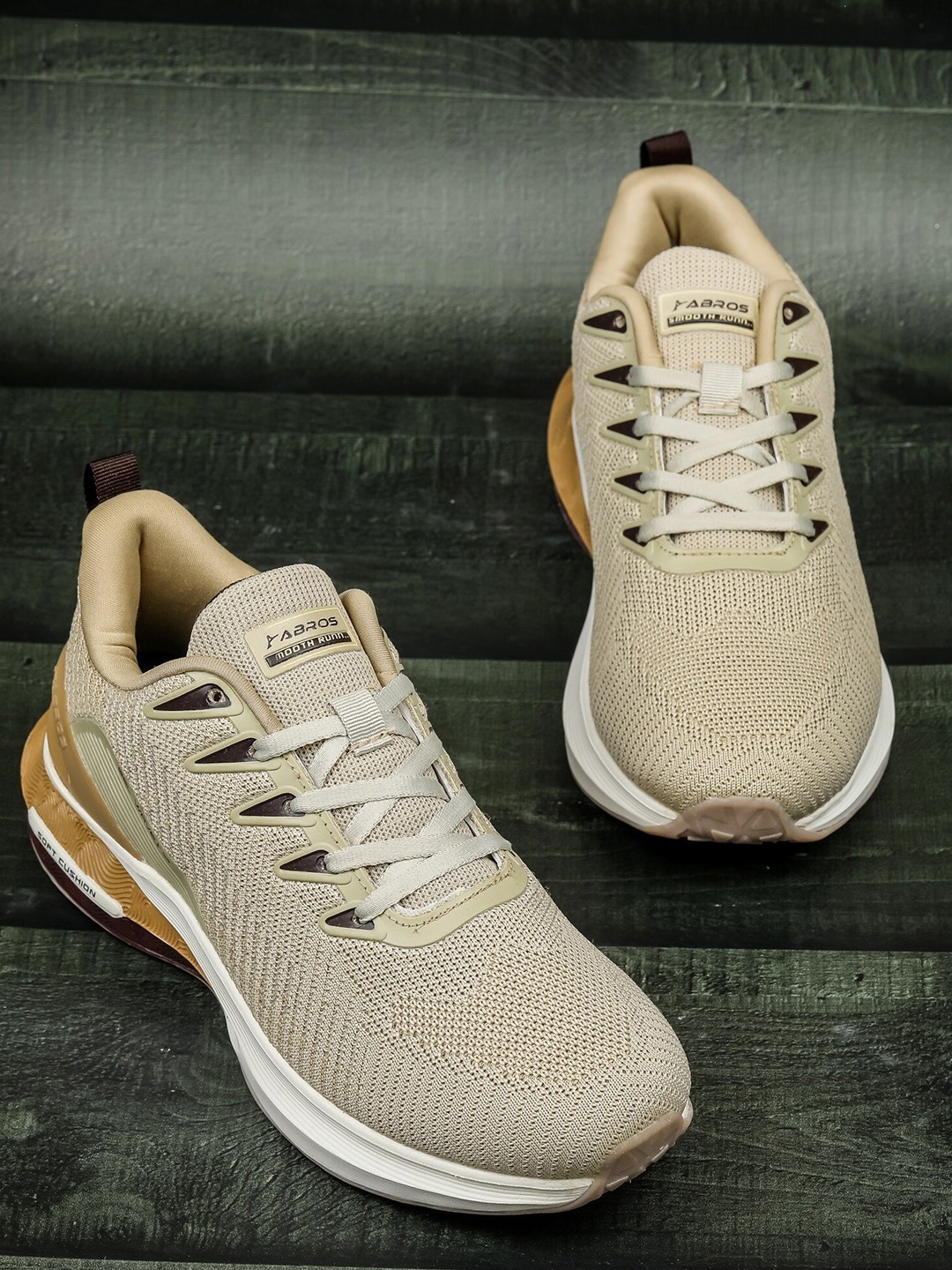 

ABROS Men Mesh Running Shoes, Beige