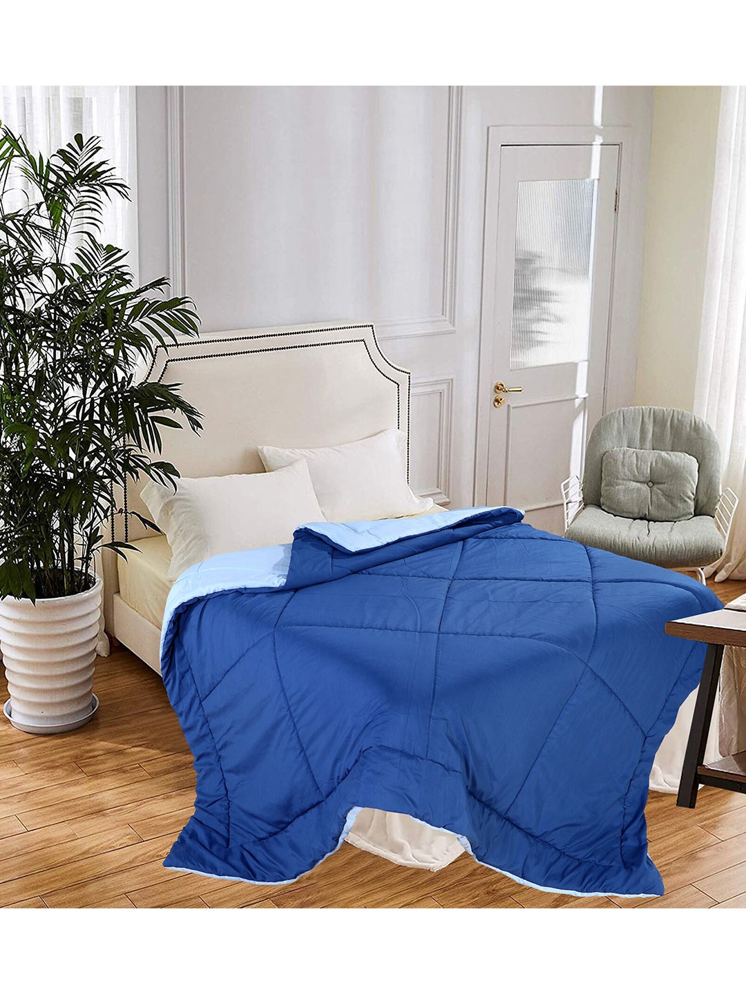 

THE little BIG STORE Blue Microfiber Reversible Heavy Winter Double Bed Comforter