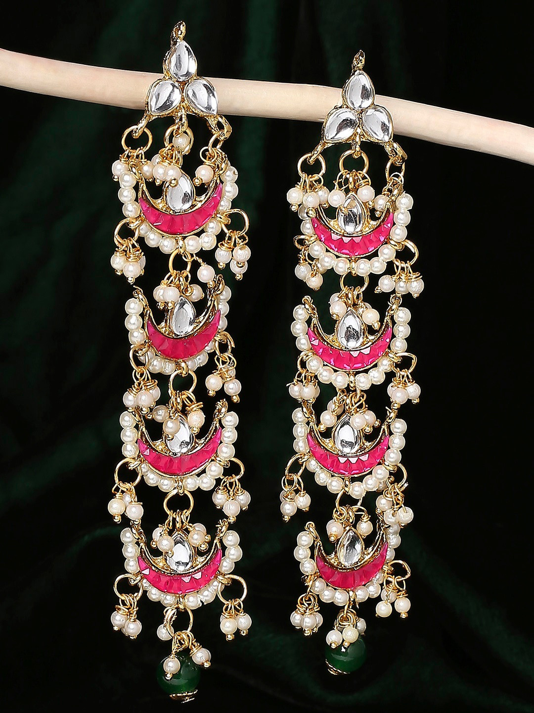 

OOMPH Circular Chandbalis Earrings, Pink