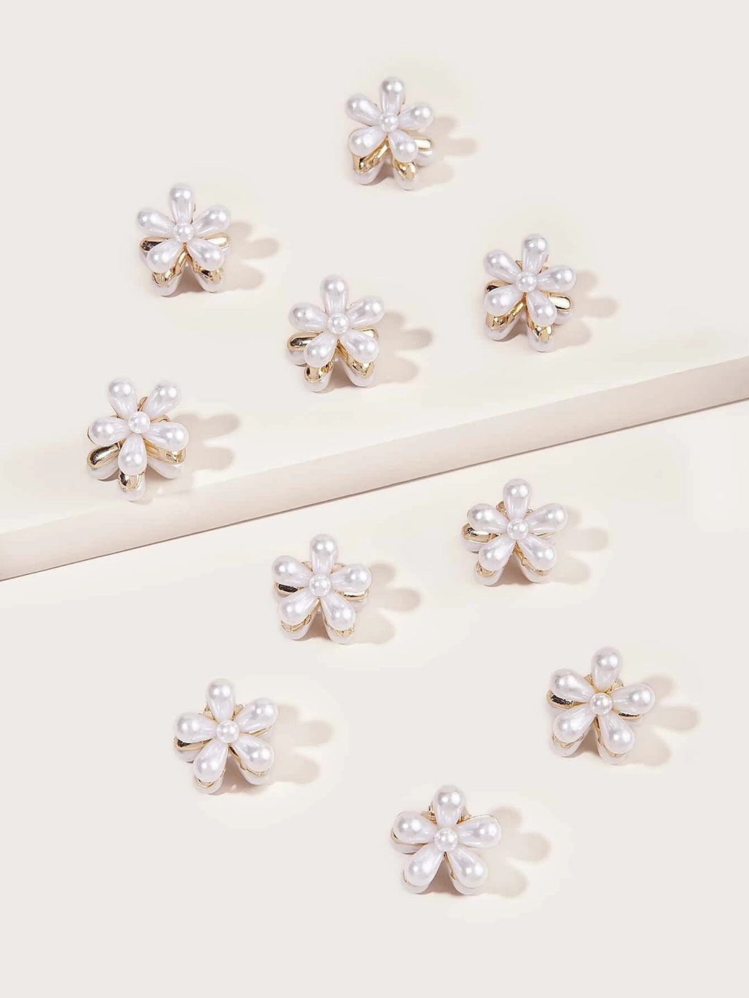 

OOMPH Women Combo Of 10 Embellished Claw Clip, White