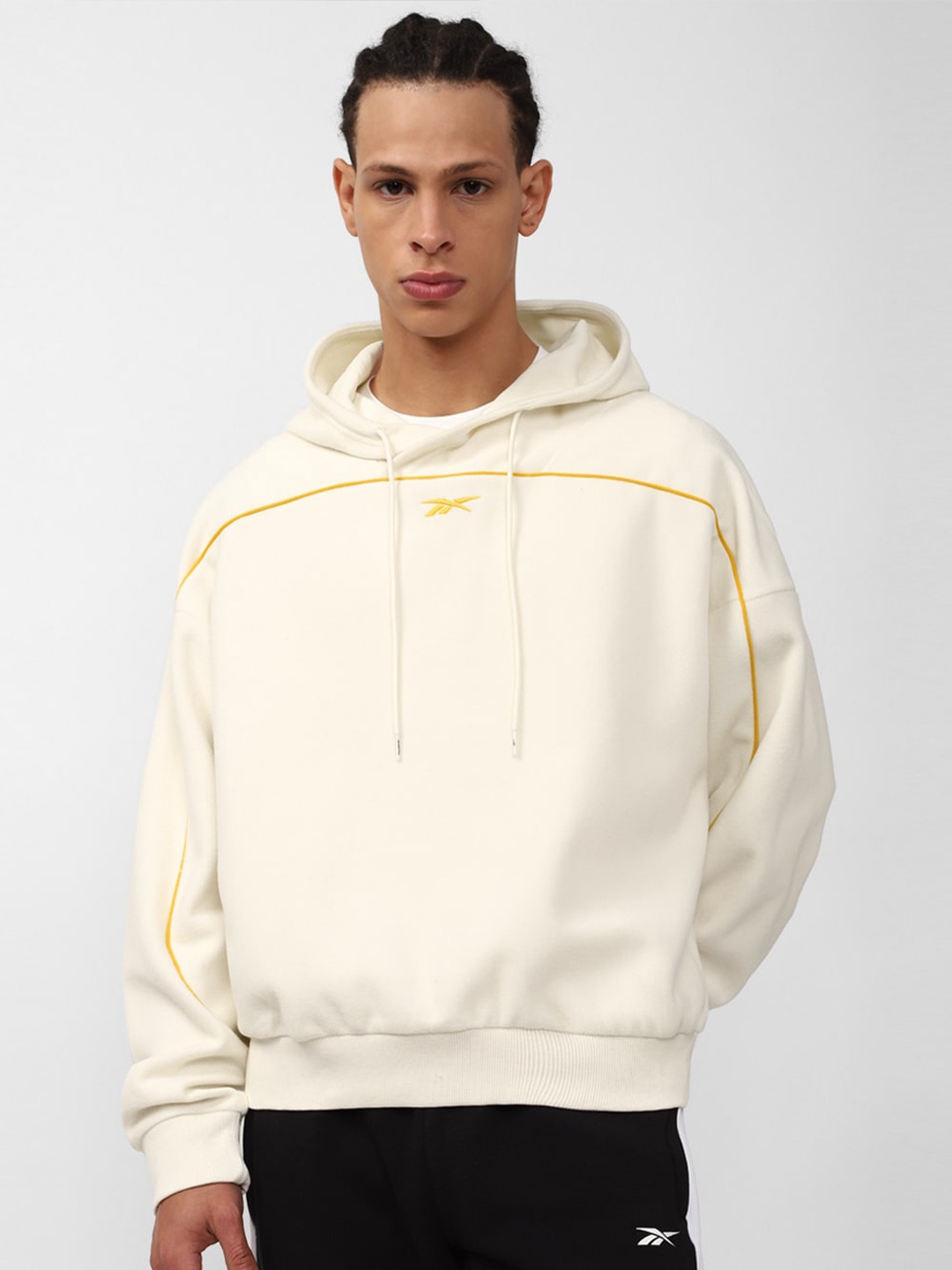 

Reebok Men Pure Cotton Hooded Pullover Sweatshirt, Cream