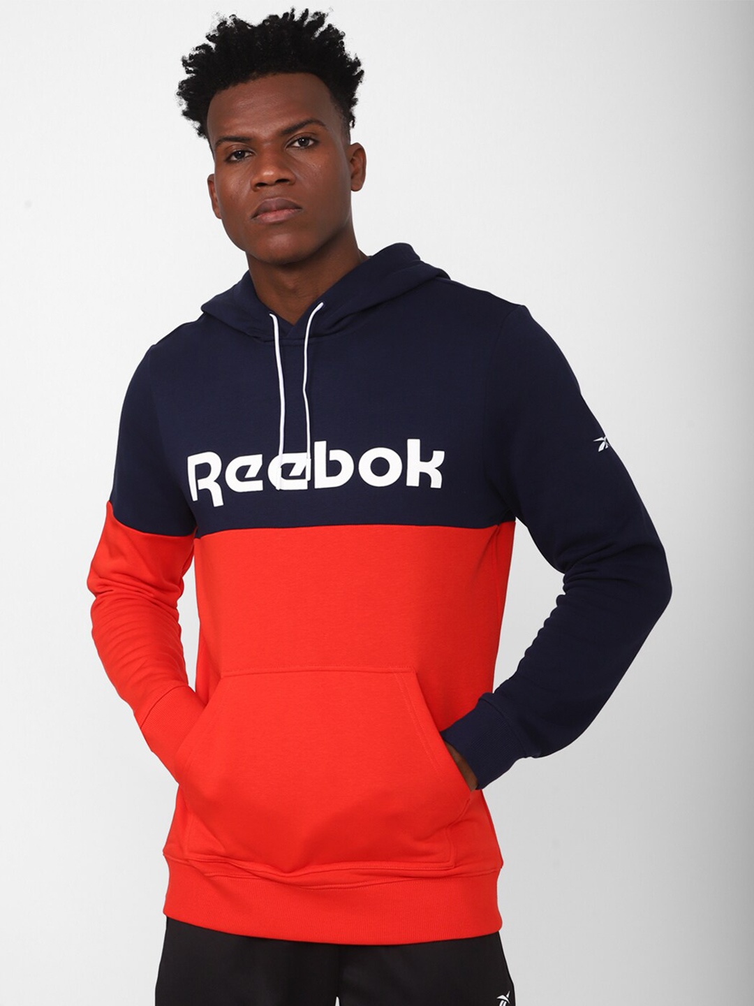 

Reebok Men Colorblocked Hoodie Sweatshirt, Blue