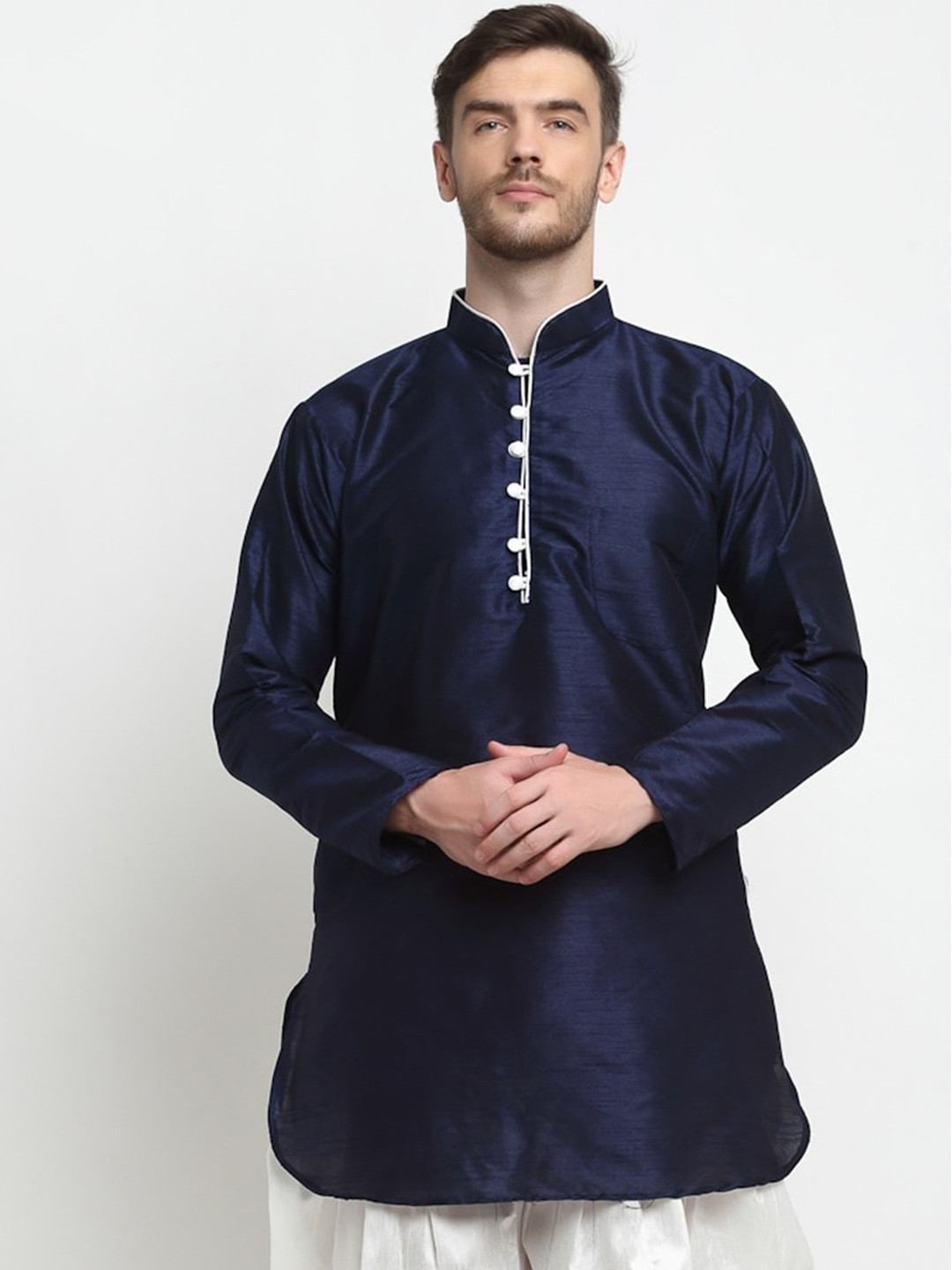 

Benstoke Men Silk Kurta, Navy blue