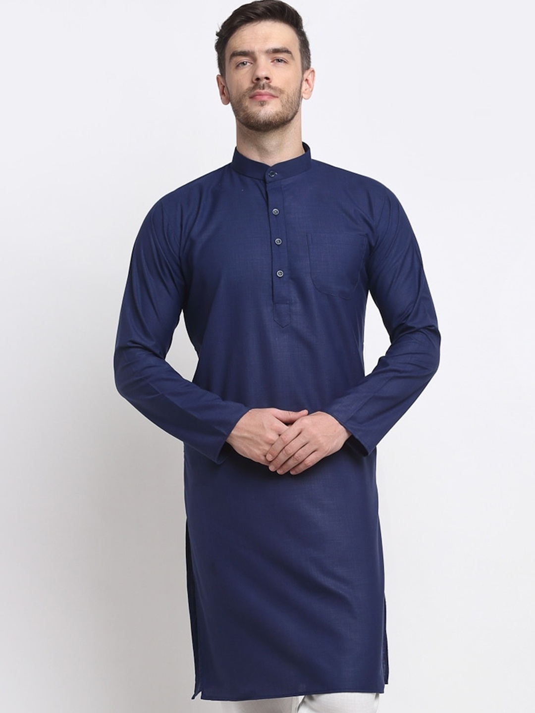 

Benstoke Men Thread Work Kurta, Navy blue