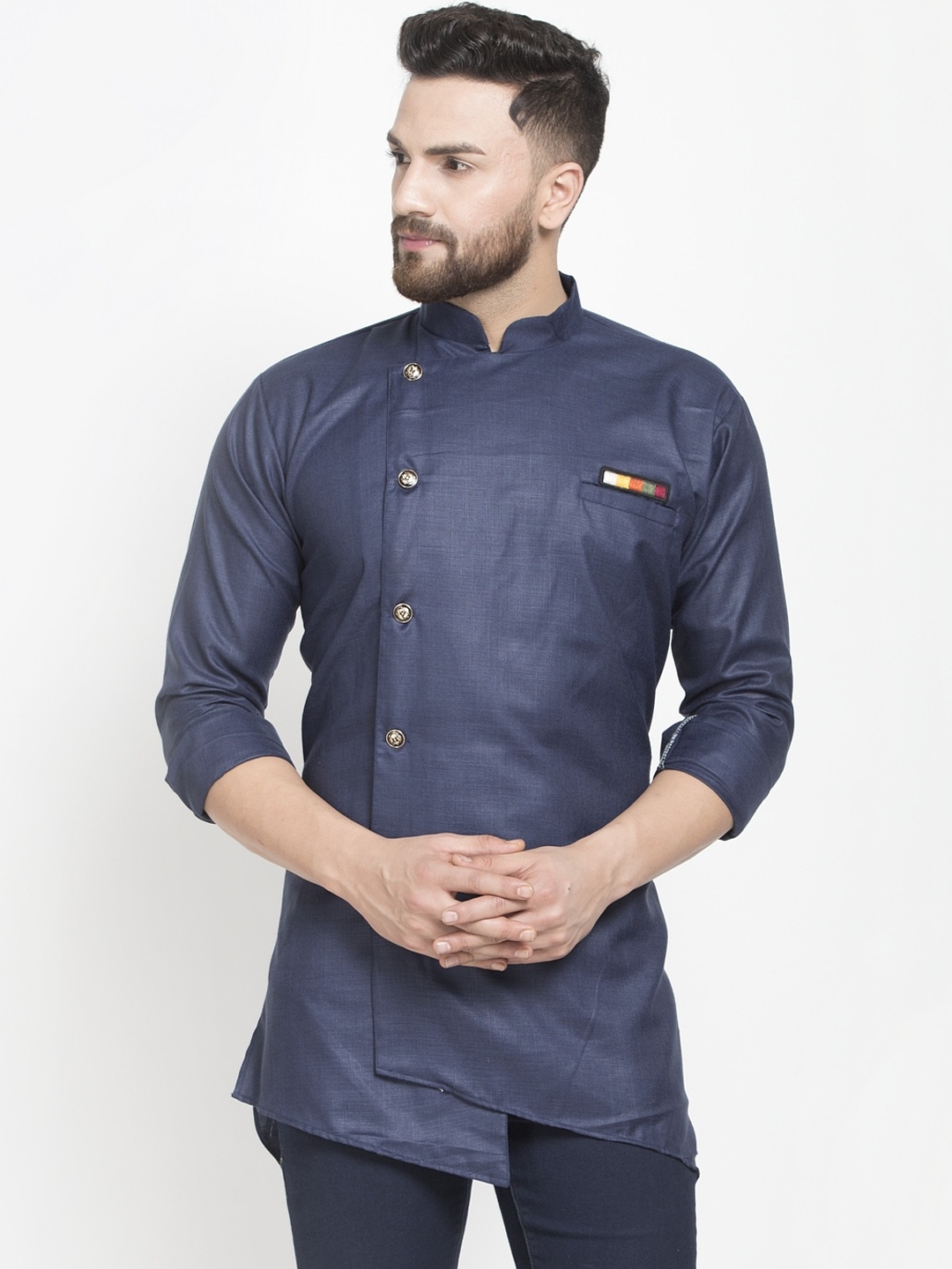 

Benstoke Men Cotton Kurta, Navy blue