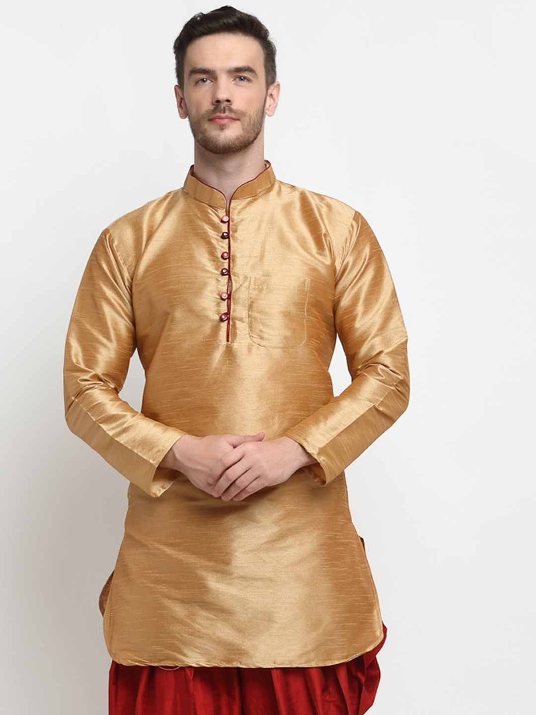 

Benstoke Men Silk Kurta, Copper
