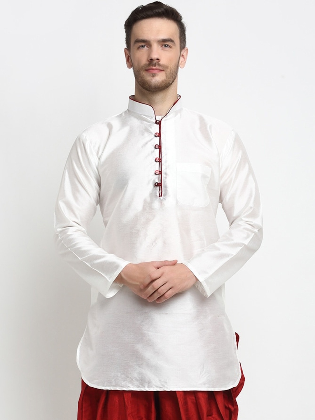 

Benstoke Men Thread Work Kurta, White