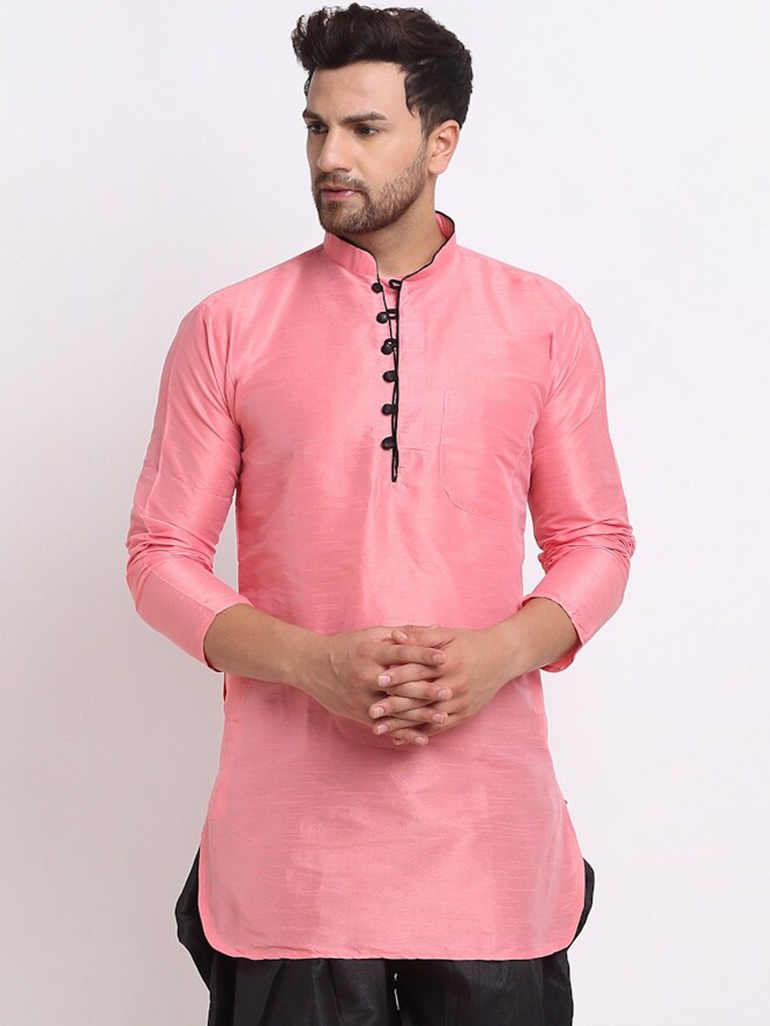 

Benstoke Men Chikankari Kurta, Pink