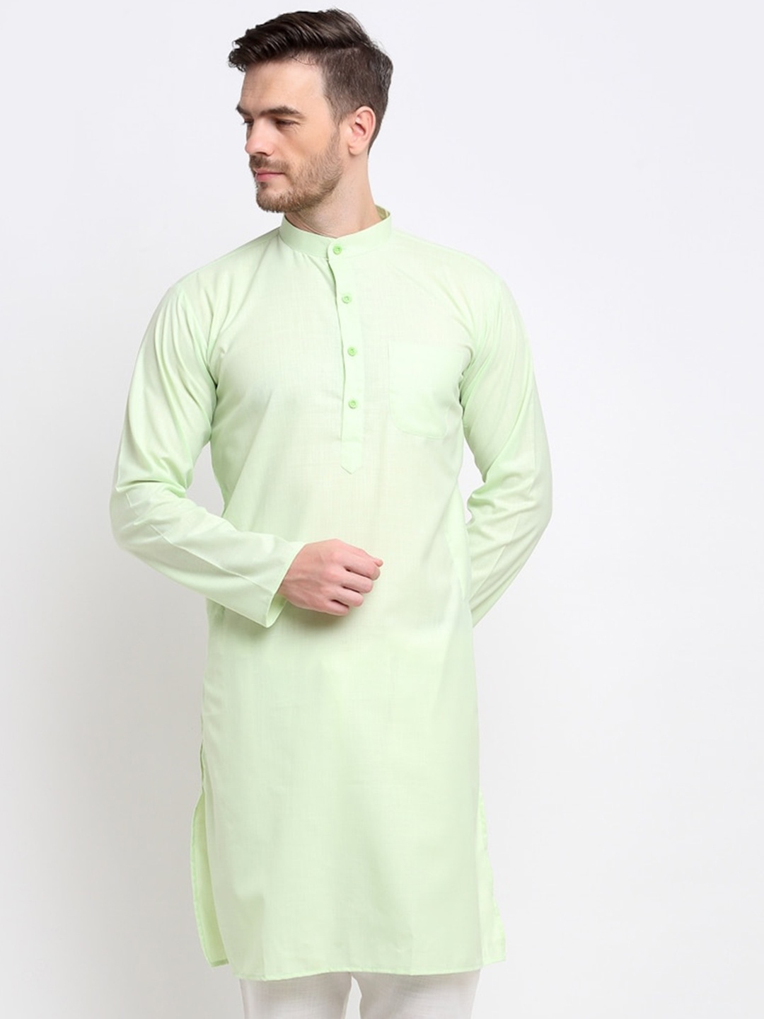 

Benstoke Men Cotton Kurta, Lime green