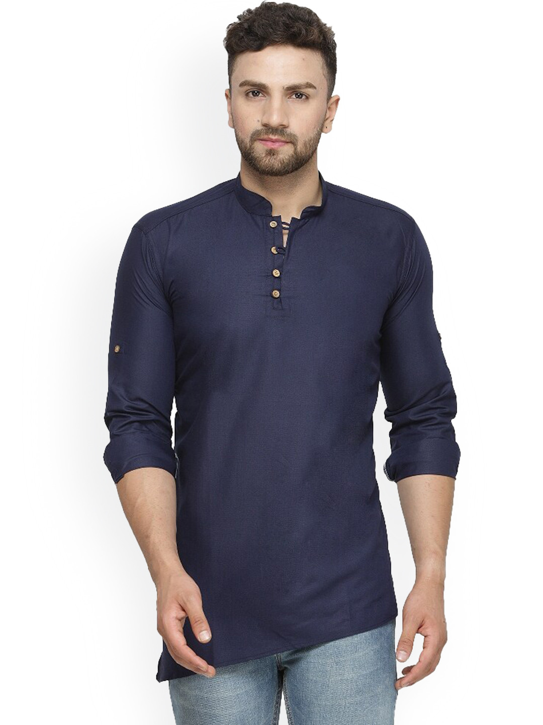 

Benstoke Men Thread Work Kurta, Navy blue