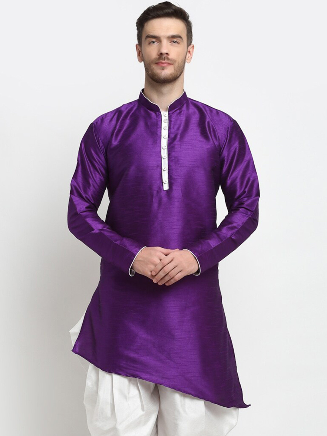 

Benstoke Men Thread Work Silk Kurta, Purple