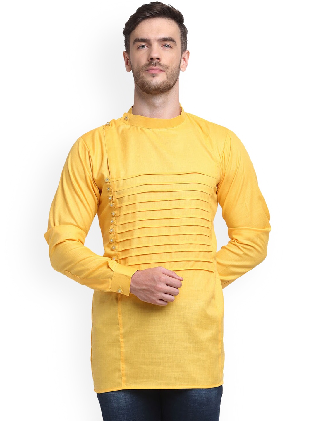 

Benstoke Men Cotton Kurta, Yellow