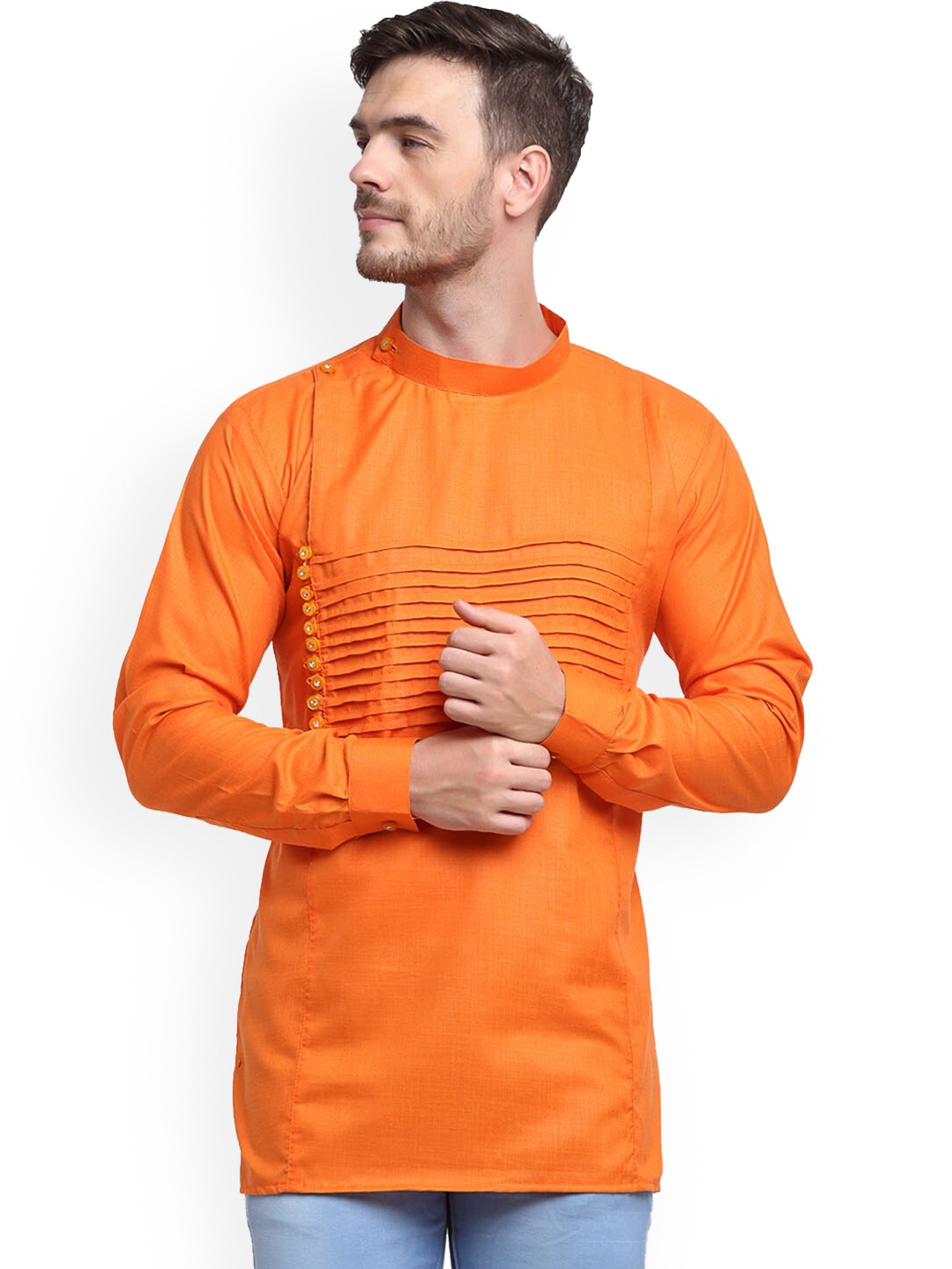 

Benstoke Men Straight Short Kurta, Orange